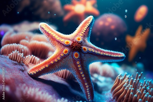 Starfish underwater on a ocean floor photo