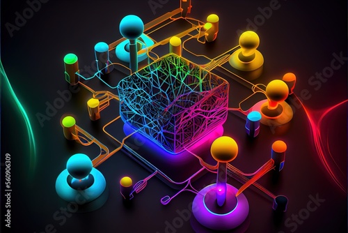 digital colorful flow chart management prozess connected lab created with generative ai technology photo