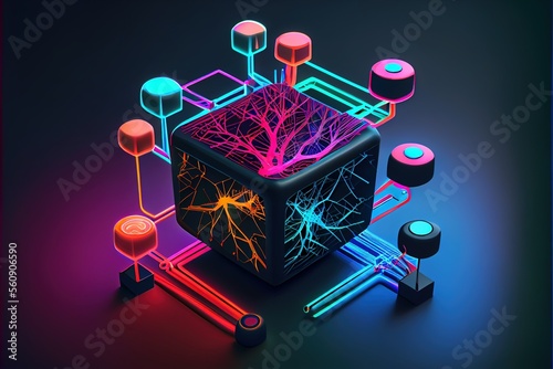 digital colorful flow chart management prozess connected lab created with generative ai technology photo