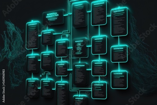 digital colorful flow chart management prozess connected lab created with generative ai technology photo