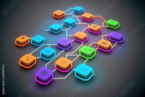 digital colorful flow chart management prozess connected lab created with generative ai technology photo