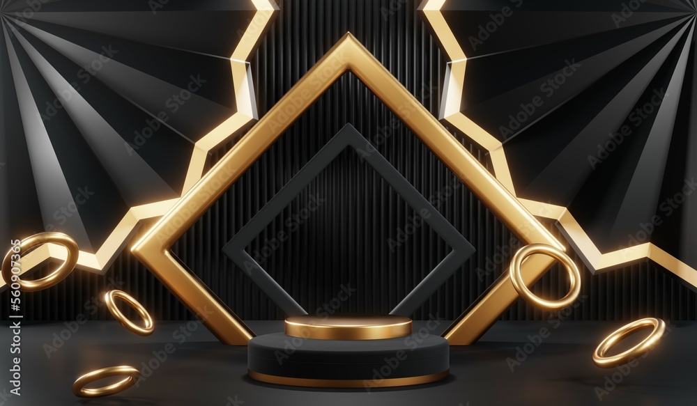 3D rendering of black podium background for black friday product on podium 3D rendering of black podium background for black friday product on podium