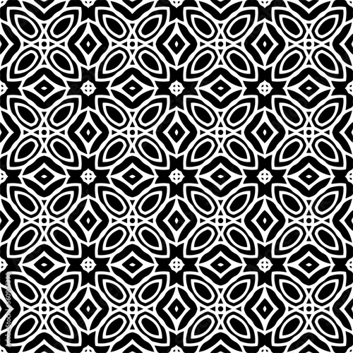  Seamless pattern of black shapes on white background.