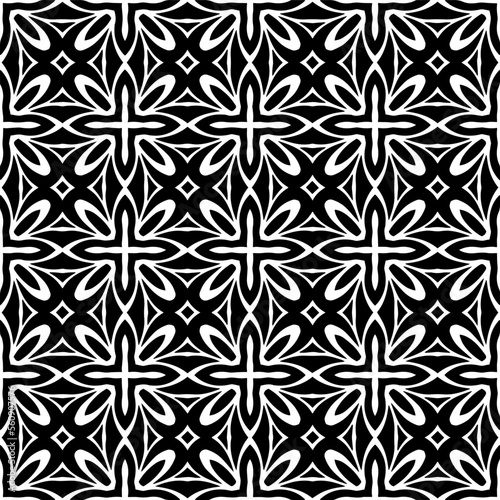  Seamless pattern of black shapes on white background.