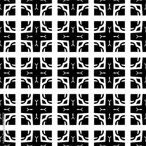 Seamless pattern of black shapes on white background.