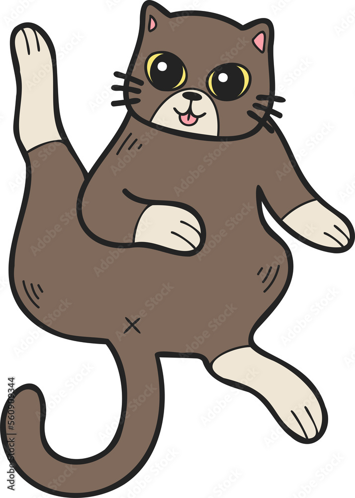 Hand Drawn Sleeping cat showing belly illustration in doodle style Hand Drawn Sleeping cat showing belly illustration in doodle style