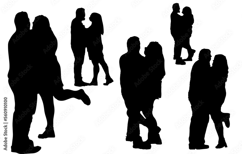 Silhouettes of couples in love Silhouettes of couples in love