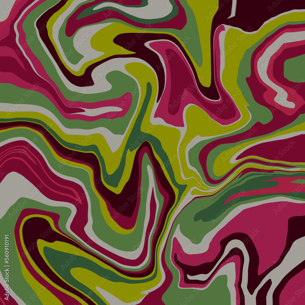 Abstract pastel wavy stripes, layered swirl marble pattern Muted pinks, greens, grays and browns