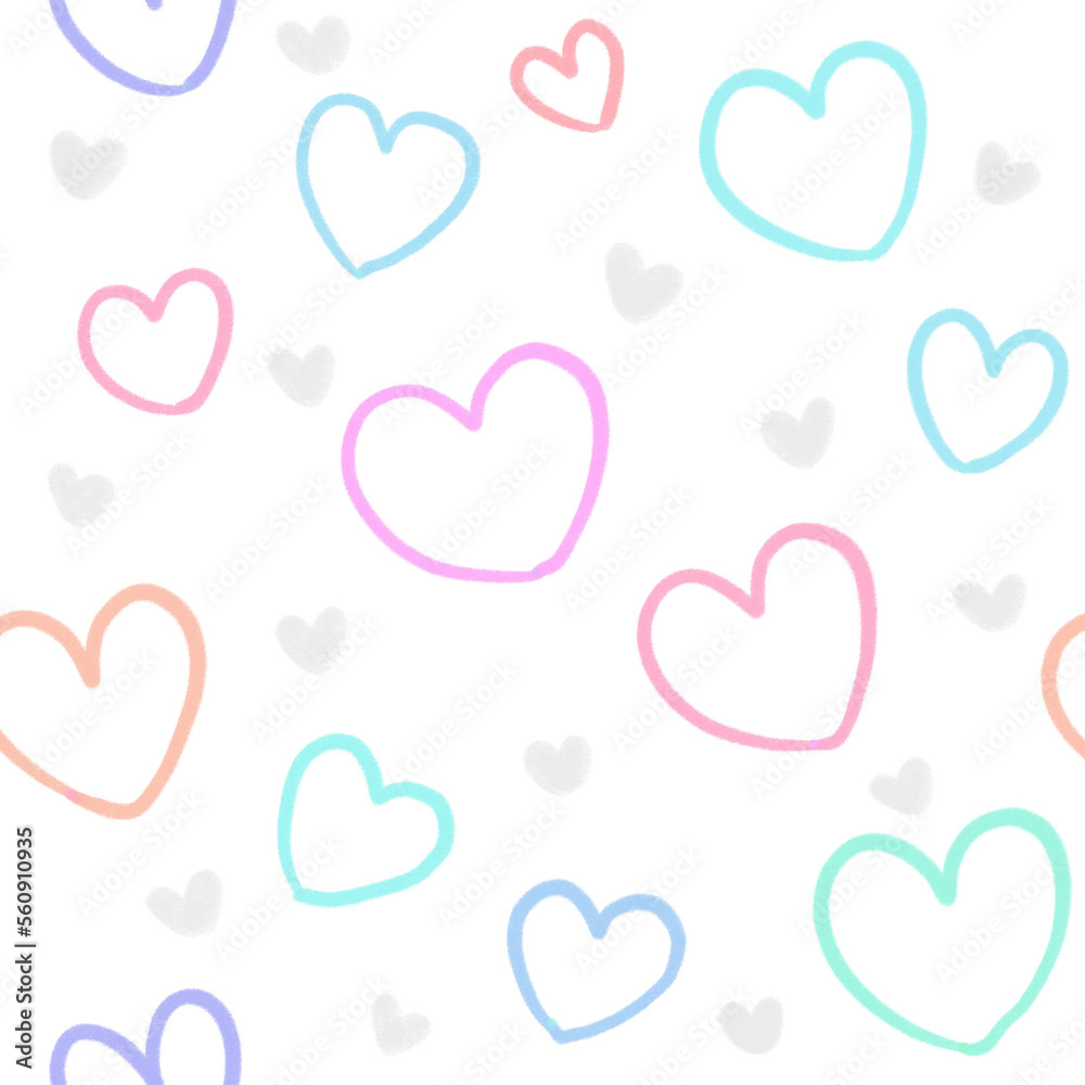 Rainbow line Heart Background, pattern, Hand drawn in doodle style. Rainbow line Heart Background, pattern, Hand drawn in doodle style.