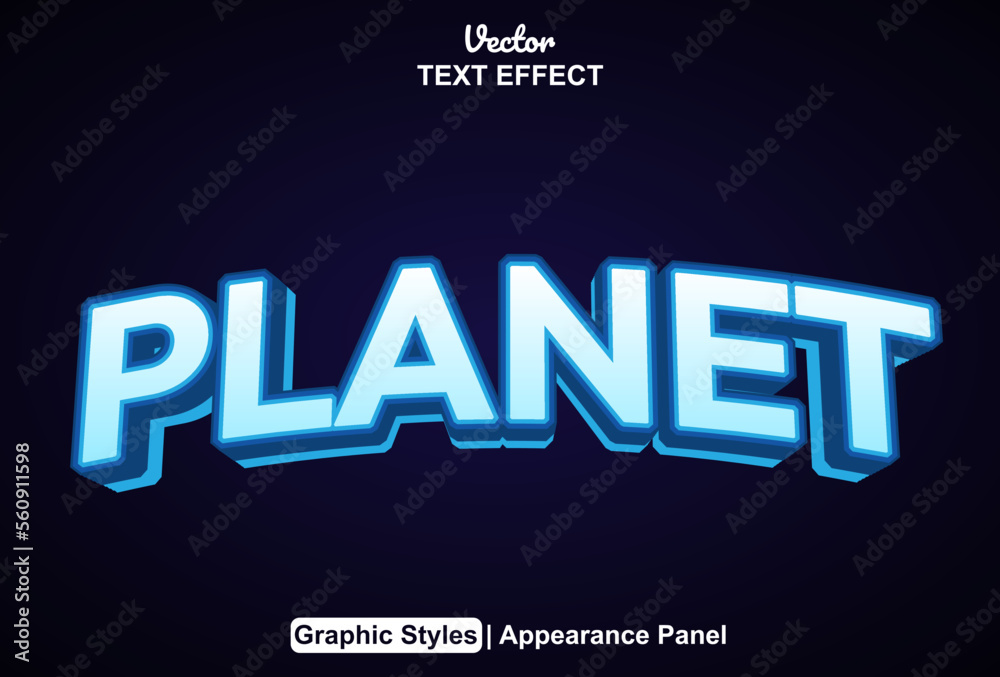 planet text effect with graphic style and editable.