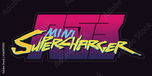 Sticker in Cyberpunk style. Decal on a Car, Motorcycle, Laptop or Tablet. Inscription Supercharger