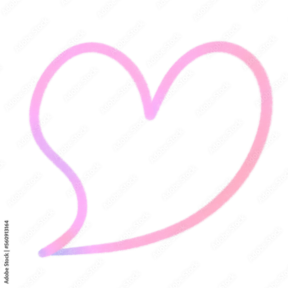 Rainbow line Heart, Valentine, signs and symbols, Hand drawn in doodle style.	