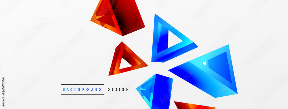 Triangle abstract background. 3d vector basic shape technology or business concept composition. Trendy techno business template for wallpaper, banner, background or landing