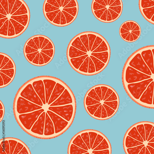 bright background with grapefruit, orange, banner for store advertising, on a blue background
