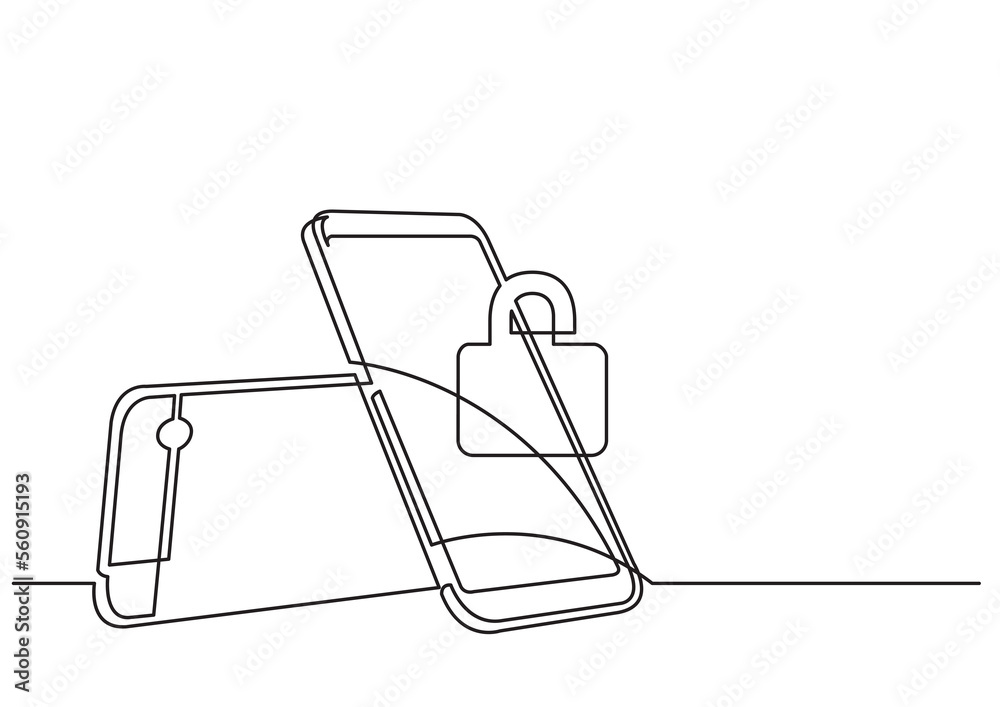 Continuous Line Isolated Vector Object Two Large Screen Mobile Phones continuous-line-isolated-vector-object-two-large-screen-mobile-phones