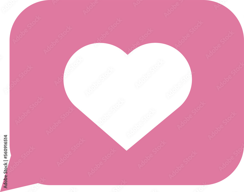 Heart shape in square speech bubble icon. Heart shape in message bubble. Symbol of Valentines Day.