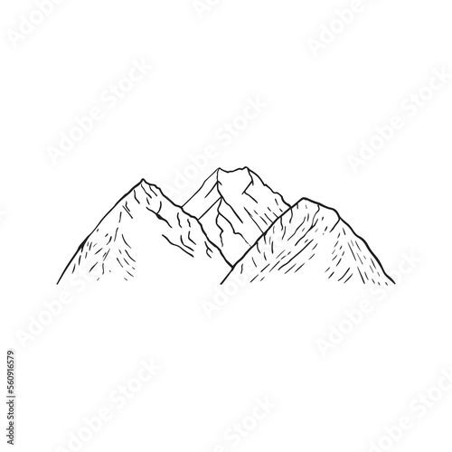 Hand drawn vector illustration of mountain landscape, Vector