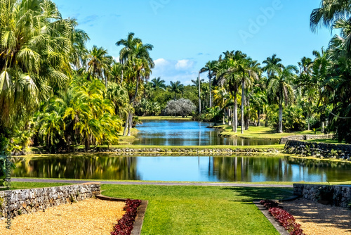 Canvastavla Palm Trees Reflection Fairchild Garden Coral Gables Florida