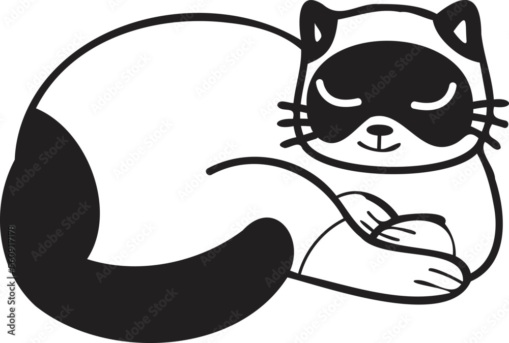 Hand Drawn sleeping cat illustration in doodle style Hand Drawn sleeping cat illustration in doodle style