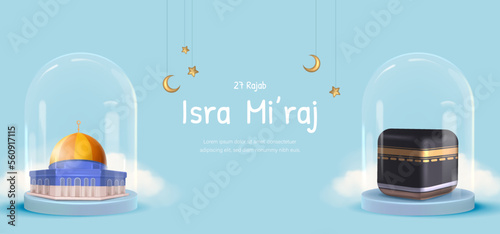 Al-Isra wal Mi'raj Translate: The Night Journey Prophet Muhammad Vector Illustration for Poster Template and Flyer, Simple Background of Isra Mi'raj Ceremony