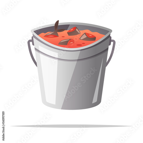 Bucket of chum fishing bait vector isolated illustration