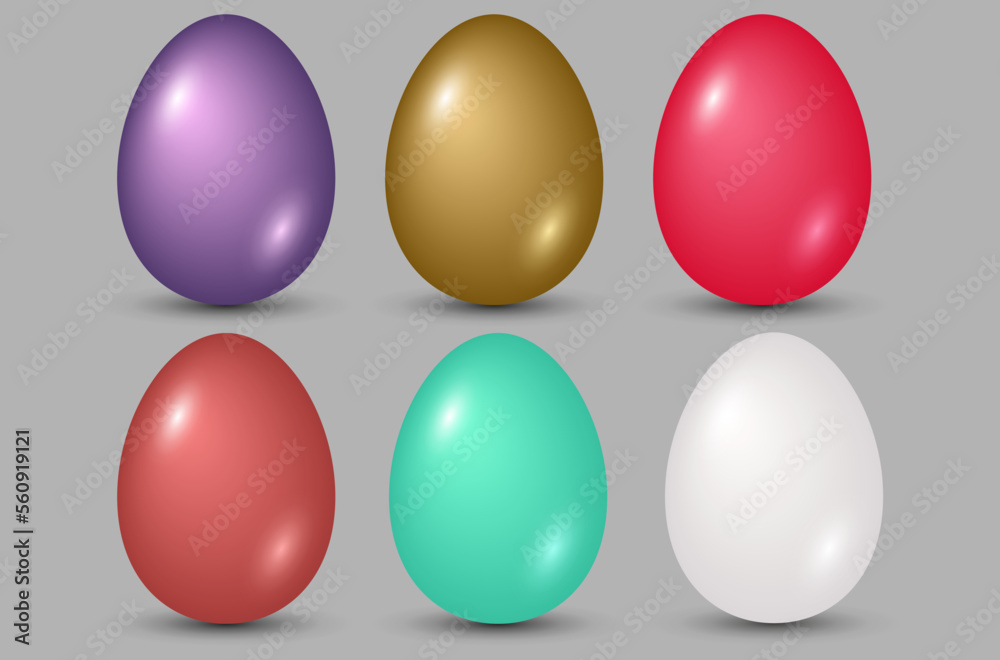six colorful Easter eggs for the holiday
