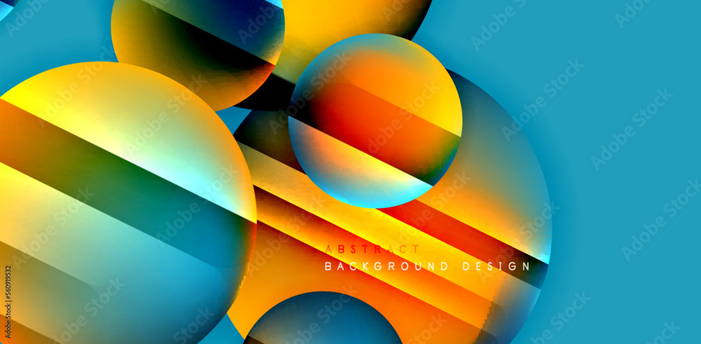Circles with glossy surface and light and shadow effects abstract background. Template for covers, templates, flyers, placards, brochures, banners
