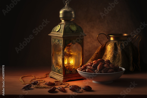 Festive greeting card for Muslim holy month Ramadan Kareem. © erika8213