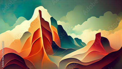 Fototapeta Naklejka Na Ścianę i Meble -  Abstract mountain and canyon wallpaper texture illustration