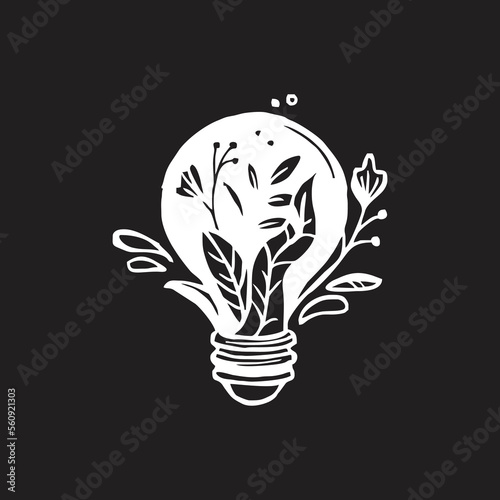light bulb with plants and flowers
