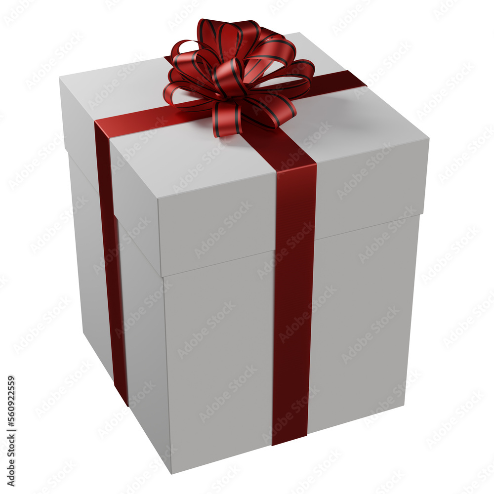 Obraz premium white body and red ribbon gift box, 3d rendering