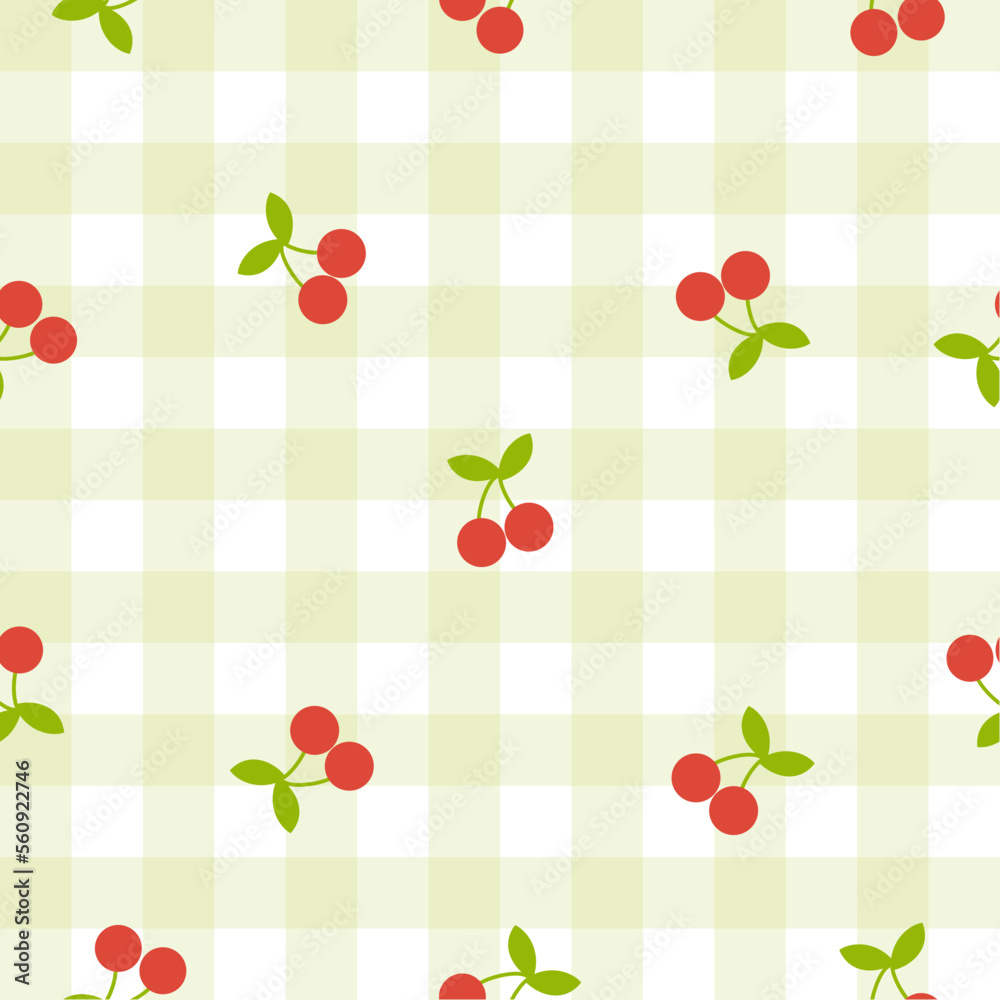 cute cherry gingham pattern vector illustration