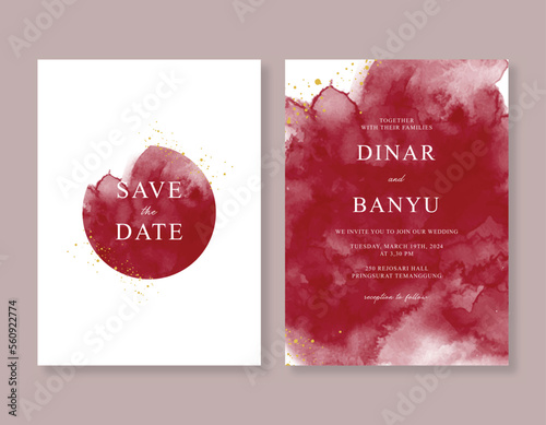 Wedding invitation with watercolor splash decoration