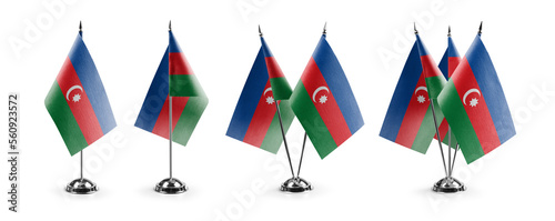 Small national flags of the Azerbaijan on a white background
