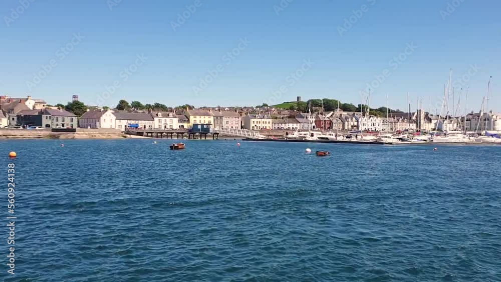 Crossing Strangford Lough on the ferry from Strangford to Portaferry with the view of Portaferry village shoreline Crossing Strangford Lough on the ferry from Strangford to Portaferry with the view of Portaferry village shoreline