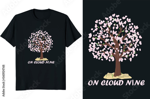 on cloud nine t-shirt design vector