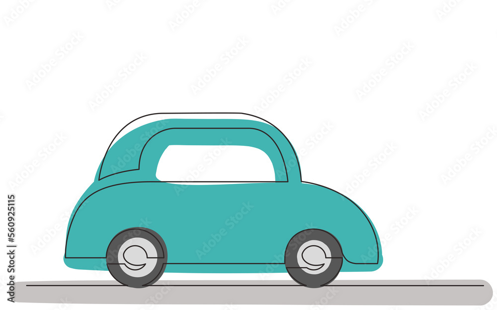 continuous line drawing car symbol colored - PNG image with transparent background