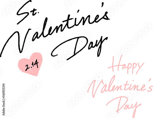 St.Valentine's day 2.14 Happy Valentine's Day 手書きのベクター素材