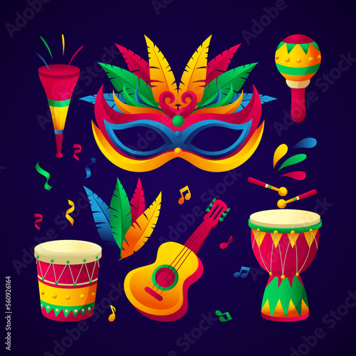 Brazilian Festival Festa Junina elements collection design with simple colorful flat design