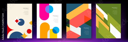 Abstract geometric poster cover design with minimal futuristic corporate concept. Geometric shape. Design elements for poster, magazine, book cover, brochure. Retro futuristic art design. Flat color