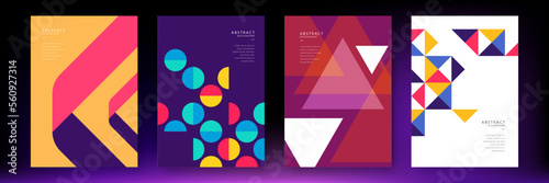 Abstract geometric poster cover design with minimal futuristic corporate concept. Geometric shape. Design elements for poster, magazine, book cover, brochure. Retro futuristic art design. Flat color