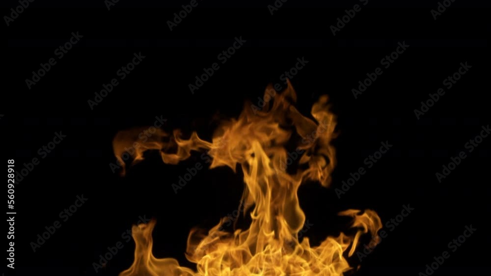 Burning fire. Bonfire. Closeup of flames burning slow motion effect background footage motion graphics, or as a background or overlay 4K drag and drop  editing software supporting blending modes