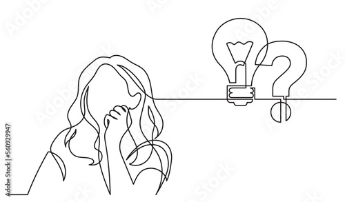 one line drawing of person thinking solving problems finding solutions  concept  visual  - PNG image with transparent background