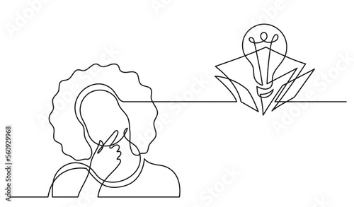 one line drawing of person thinking solving problems finding solutions  drawing  concept  - PNG image with transparent background