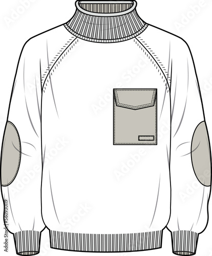 MEN AND BOYS WEAR CARDIGAN HIGH NECK SWEATER FLAT DESIGN VECTOR