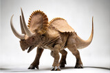 Hyperrealistic Triceratops Dinosaur White Background Generative AI