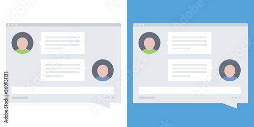 Flat vector design of people chatting in the messenger and the chat app on the phone screen, messaging online, chatting apps. chatting application concept. messenger application