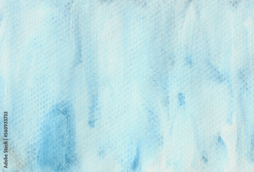 Abstract background and texture pattern blue color flow on white background, Illustration watercolor hand draw and painted on paper