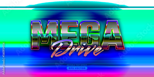 Megadrive editable text style effect in retro style theme ideal for poster, social media post and banner template promotion photo