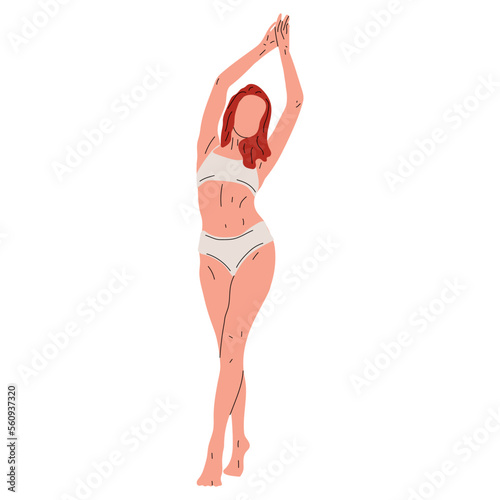 Young beautiful slim woman in underwear in full growth posing isolated  background. Vector